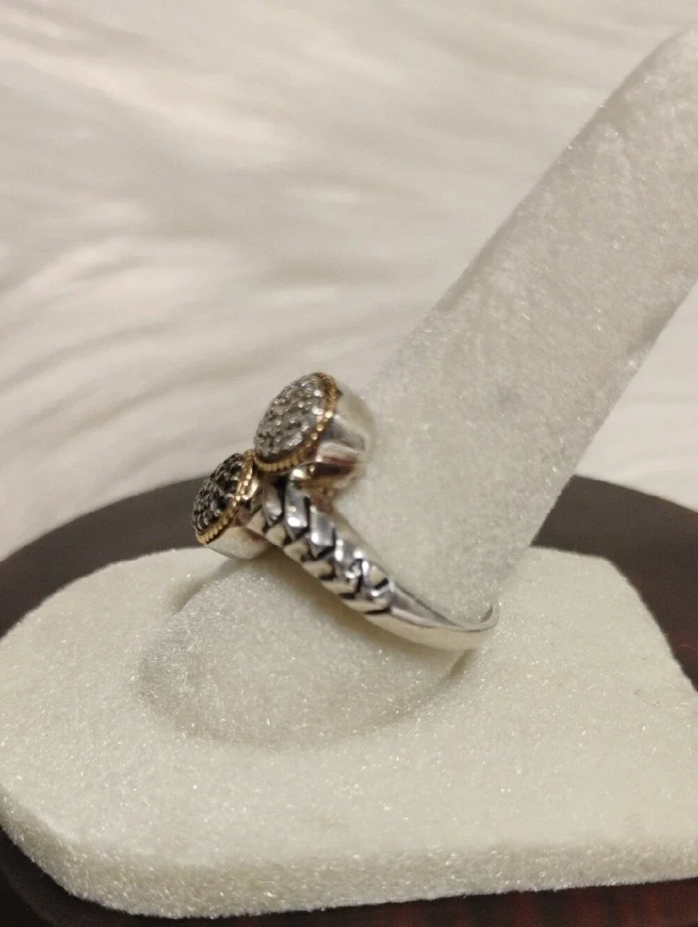 SALE! Effy Balissima 18k/925 Dual Oval Pavé Ring W Black/White Diamonds